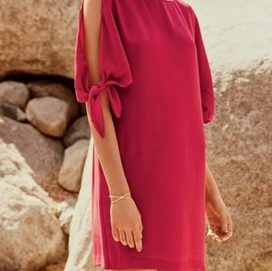 Vince Camuto Cold Shoulder Tie Sleeve Shift Dress